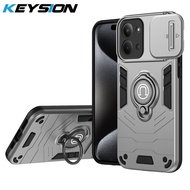 KEYSION Shockproof Armor Case for Xiaomi POCO C85 Slide Camera Lens Protection Ring Stand Phone Back
