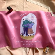 【客製】攜手到老 簽名綢 油畫布 可愛插畫 婚禮佈置 結婚紀念