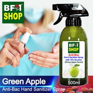 Anti Bacterial Hand Sanitizer Spray with 75% Alcohol - Apple - Green Apple Anti Bacterial Hand Sanitizer Spray - 500ml