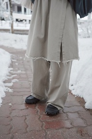 北野武雙層牛仔裙褲 - 2色 - 雙層米