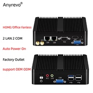 Intel พีซีขนาดเล็กไม่มีพัดลม Celeron สายแลนคู่ J1900 N2840 N2930 Windows 10 4 Core Industrial คอมพิว