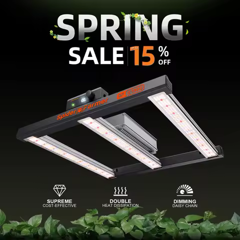 2026 Spider Farmer G1500 LED Grow Light 150W Dimmable Cost effective Full Spectrum High Yield for 1x