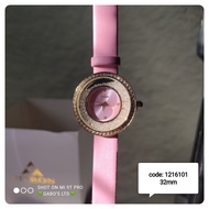 Genuine Leather Strap - Pink Watch with Movable gems (FITRON Women's Watch) 1216101