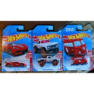 baby.l / Hot Wheels 2021 Red Edition Kool Kombi (hello kitty) . Corvette C8R . Dodge Power Wagon