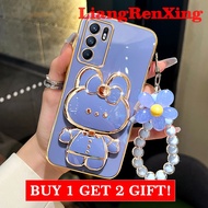 Casing OPPO Reno 6 4g oppo a16 oppo reno 6z 5g oppo reno6 z 5g phone case Softcase silicone shockproof Cover new design Rabbit makeup mirror with holder for girls DDTHK01