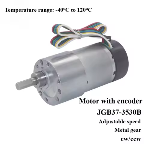 JGB37-3530 DC Encoder Geared Motor 12V Low Speed Large Torque Angular Speed Signal Feedback