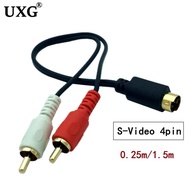 S-Video Mini 4pin To 2-RCA Audio Cables Combo 4 Pin SVideo Male Cord