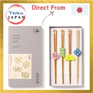 Iroha Publishing Chopsticks, set of 4, Shiki-Ki-zen, Shiki-Ki-zen/gold L-GSKM-4S-01