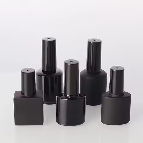 5ml 10ml 15ml Nail Polish Glass Bottle Dark Black Round Nail Polish Glue Empty Bottle Manufacturers 