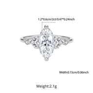 Bamoer 925 Sterling Silver Moissanite Ring 2CT Marquise Wedding Jewelry Gift For Women With Certific