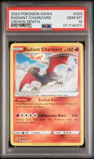 [PSA10] 2023 POKEMON SWORD AND SHIELD CROWN ZENITH #020 噴火龍 老噴 黑龍 RADIANT CHARIZARD CROWN ZENITH 美版 
