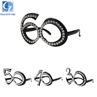 [Gazechimp] Glitter Crystal Black  Birthday Eye Glasses Anniversary Wedding Party Fancy Dress 30/40/