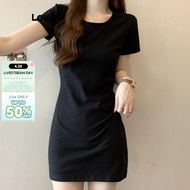 Lovito Casual Dress Plain Basic Dress for Women LNE53275