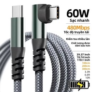 Cáp USB C Sang Type C 1 Cái Bọc Dù Nylon 1M/2M/3M/10FT Truyền Dữ Liệu Sạc Nhanh PD 60W Cho iPhone 15