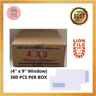 [READY STOCK] Lion 4’’x9'' White Envelope Window (Peel & Seal)-500 Pcs