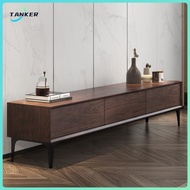 TV Console Cabinet Minimalist TV Modern Cabinet Coffee Table Combination Nordic Living Room Walnut Color Household Size Rock Panel