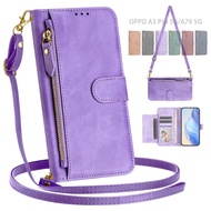 Oppo A5 A3 Pro A79 A78 5G Mobile Phone Leather Case Phone Case Card Case Leather Case Zipper Style D