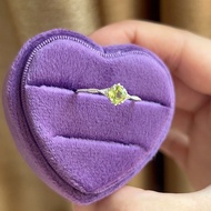 S935 Crush On You silver ring with olive green Peridot stone attracts luck and happiness