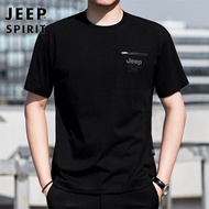 JEEP Jeep 2025เสื้อยืดผู้ชายแขนครึ่งหลวมขนาดใหญ่ผ้าฝ้ายลำลองเรียบ Solona ใหม่ฤดูร้อน