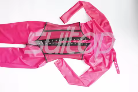 Suitop via DHL latex rubber zentai with socks for female no corset