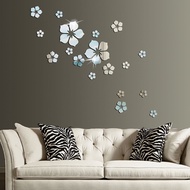 AT/💚Acrylic Mirror Wall Stickers Flower Living Room Bedroom TV Backdrop Wall Creative Stickers Decoration Cross-Border F