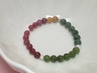 彩虹 碧璽 天然淡水珍珠 彈力 手鏈