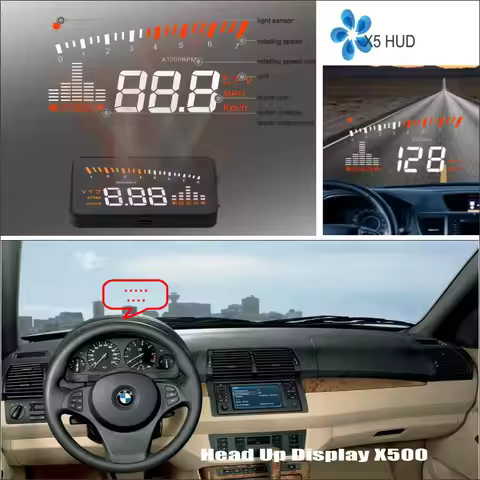 Car HUD Safe Drive Display For BMW X5/E53/E70 X6/E71 AUTO OBD Refkecting Windshield Head Up Display 
