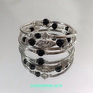 Vòng Tay Hạt Đá Obsidian Nhiều Lớp Cổ Điển Cho Phụ Nữ Vòng Tay Cổ Thời Trang Bohemian Cá Tính Phụ Ki