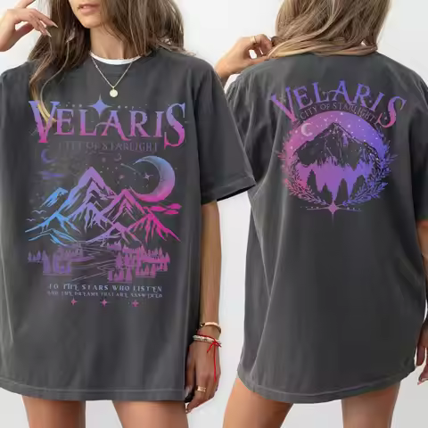 Women Short Sleeve tShirt Velaris Shirt ACOTAR Comfort City Double side Bookish Print Top Tee Women 
