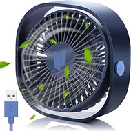 QIJIAYI Small USB Desk Fan,3 Speeds Adjustable Portable Desktop Table Cooling Fan Powered by USB,Strong Wind,Quiet Operation,for Office, Car, Camp, Laptop, Outdoor Travel (Blue)
