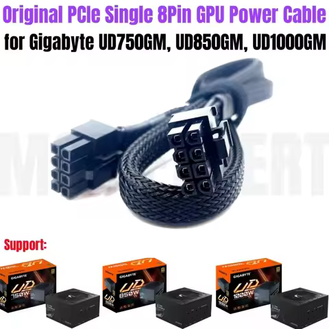 Original PCI-E Single 8Pin 6+2Pin Braided Net GPU Power Cable for Gigabyte GP-UD750GM, GP-UD850GM, G