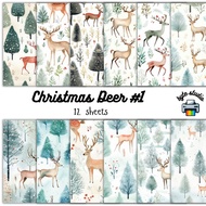 12 Sheets Christmas Deer 1 | byte studio | Cardstock Craft Paper Journal Stationery