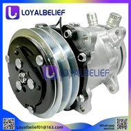 AC Compressor Sanden SD507 5H11 507 Compressor 12V / 24V 2 Groove V Belt Pulley Tractor Excavator He