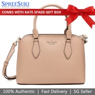Kate Spade Handbag In Gift Box Crossbody Bag Darcy Refined Grain Small Satchel Light Fawn Nude Beige # WKR00438