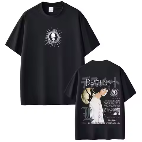 Y2k Vintage Tops Japanese Anime Death Note L·Lawliet T Shirts Print Cotton Tee Fashion Hip Hop Short