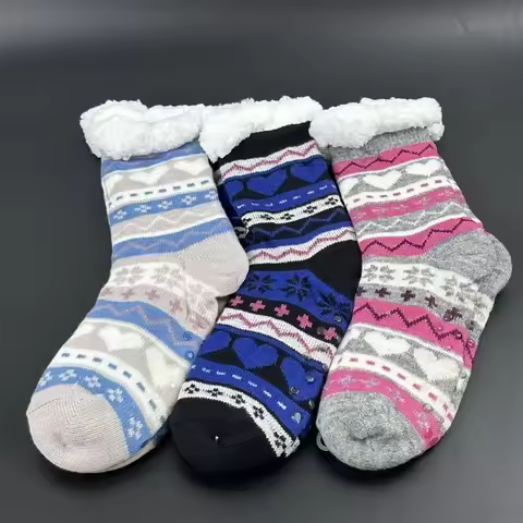 Slipper Thermal Sock Women Winter Warm Heart Love Plush Soft Slip Non Home Short Floor Grip Fuzzy So
