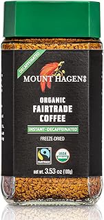 Mount Hagen 3.53oz Organic Freeze Dried Instant Decaf Coffee | Eco-friendly, Fair-Trade Decaffeinated Coffee Made From Organic Medium Roast Arabica Beans [3.53oz Jar]