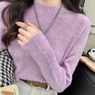 Half High Collar Solid Color Knitted Bottoming Shirt for Women with High Sense of Foreign Air, with Sweater Inside, Korean Version, with Knitted Top Outside