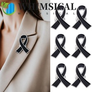 WHIMSICAL Black Ribbon Pin, Awareness Melanoma Cancer Funeral Ribbon Badge Brooch, Simple Skin Cance