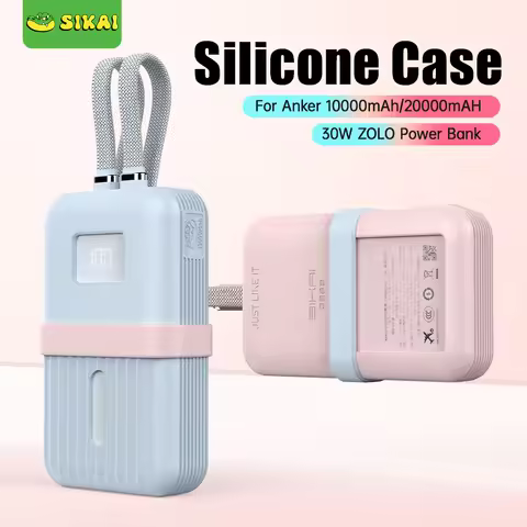 SIKAI Silicone Case For Anker Zolo 10000mAh/20000mAh 30W/35W Power Bank with Single/Dual Cable Porta