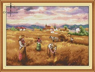 Cross Stitch Complete Set Autumn Harvest Printed Unprinted Aida Fabric Canvas 11CT 14CT Stamped Counted Cloth Simple For KIds Beginner Small Size Lover Gift DIY Needlework Handmade Embroidery Home Room Decor Sewing Kit