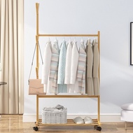 Hotel Style Coat Rack Cloth Hanger Bamboo Material with Wheels Drying Rack Gantung Baju sidai baju s