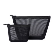 Most Popular Transparent Black Mesh Zipper Cosmetic Bag / Women Waterproof Hand-held Makeup Bags / T