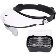 Professional Head-Mounted Magnifying Glass with 2 LED Lights, Hands-Free Luminous Magnifying Glass, 