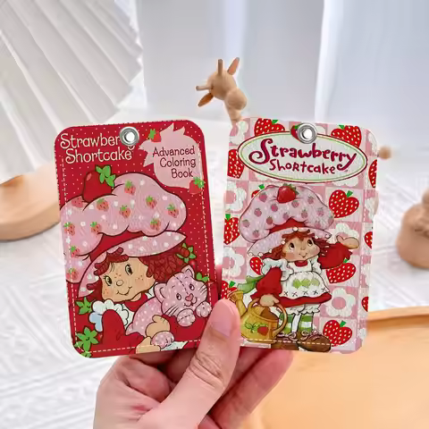 Cartoon Girl S-Strawberry S-Shortcake Keychain Card Holders Keyring Bank Bus ID Credit Cards Key Rin