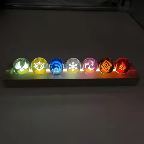 Genshin Impact Seven Elements Crystal Glass Ball 3D Three-dimensional Laser Engraving and Translucen