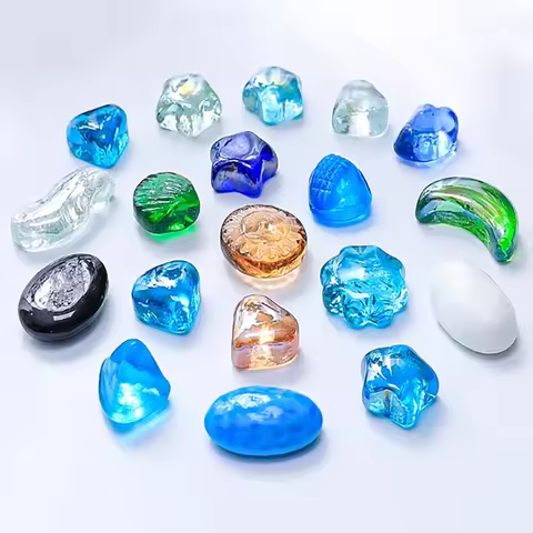 30Pcs Six Color Star Star Glass DIY Holiday Decoration Color Fish Tank Vase Decoration Game Artwork