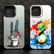 For Samsung Galaxy S24 S23 Ultra S22 Plus S21 FE S20 Note 20 Ultra Anger Rabbit Duck Luxury Silver IMD Matte Hard Cover