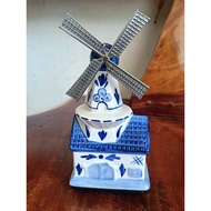 Holland Delft Blue Ceramic Windmill Music Box
