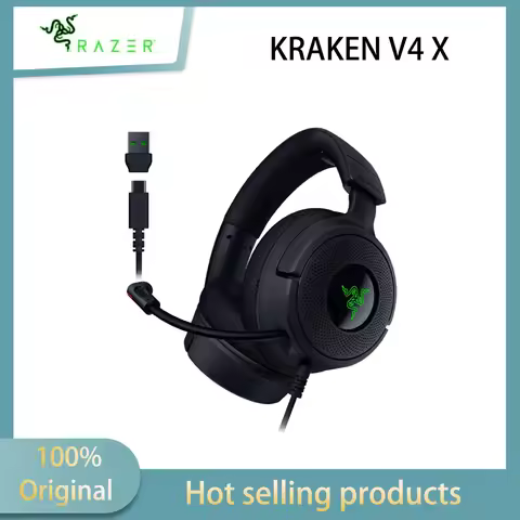 Razer KRAKEN V4X wired gaming headphones with earphones 7.1 surround sound RGB lighting effects Type